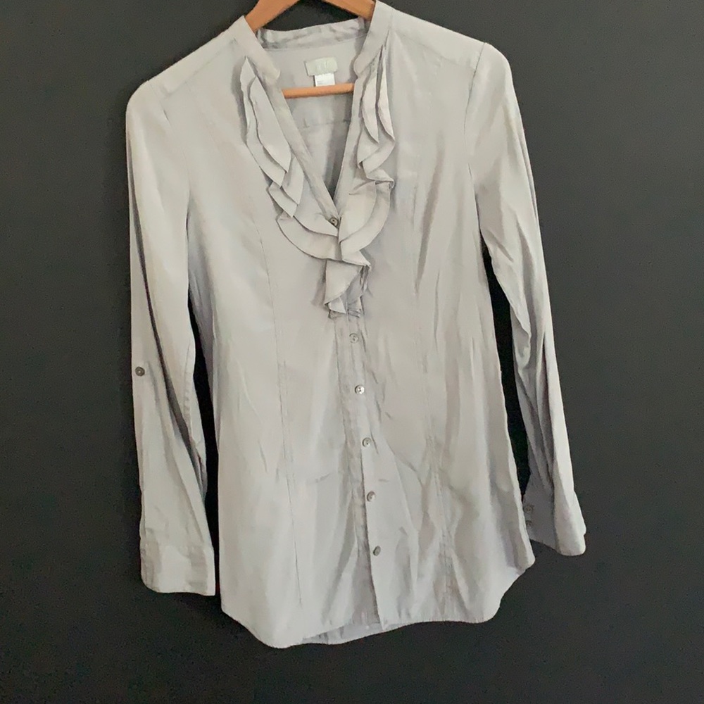 Silver Ruffled Blouse